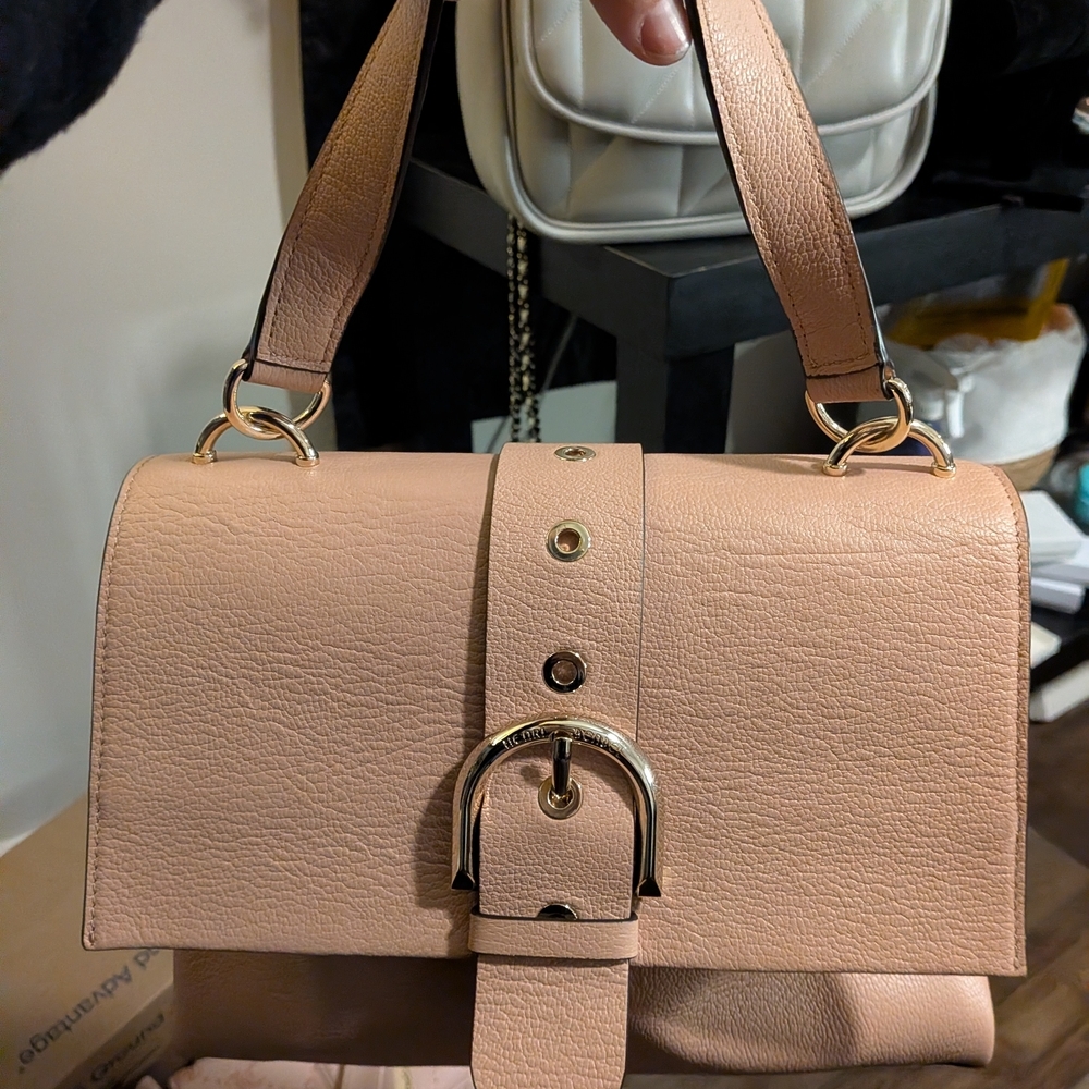 Henri Bendel Blush Nude Structured Satchel Crossbody Chain Bag NWT